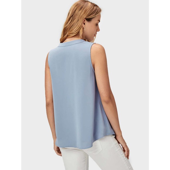 Maternity Notch Neck Button Placket Sleeveless Blouse black - Picture 8 of 9